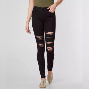 Flying monkey distressed black jeans
